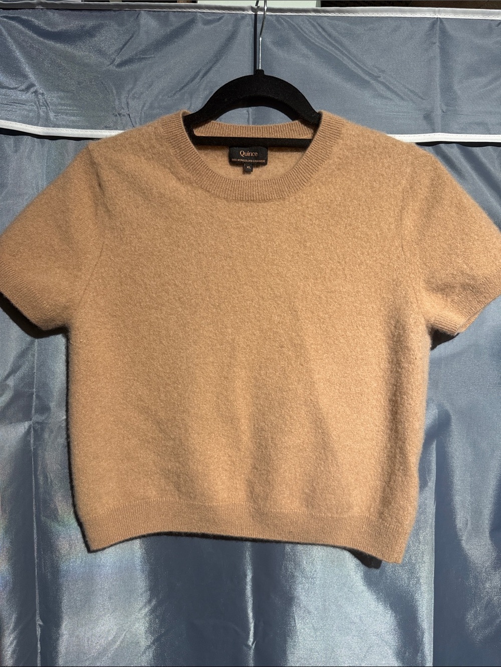 Quince Beige Polo-Style Collared Sweatshirt